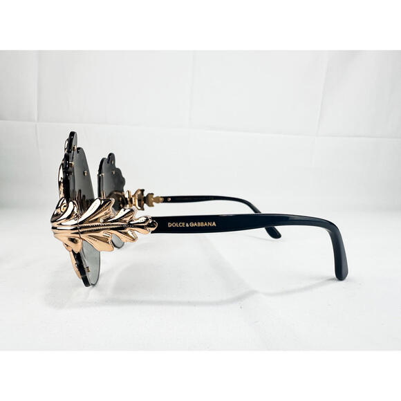 Dolce & Gabbana DG2195 Rimless Baroque Sunglasses Black Gold NWT - Picture 4 of 9